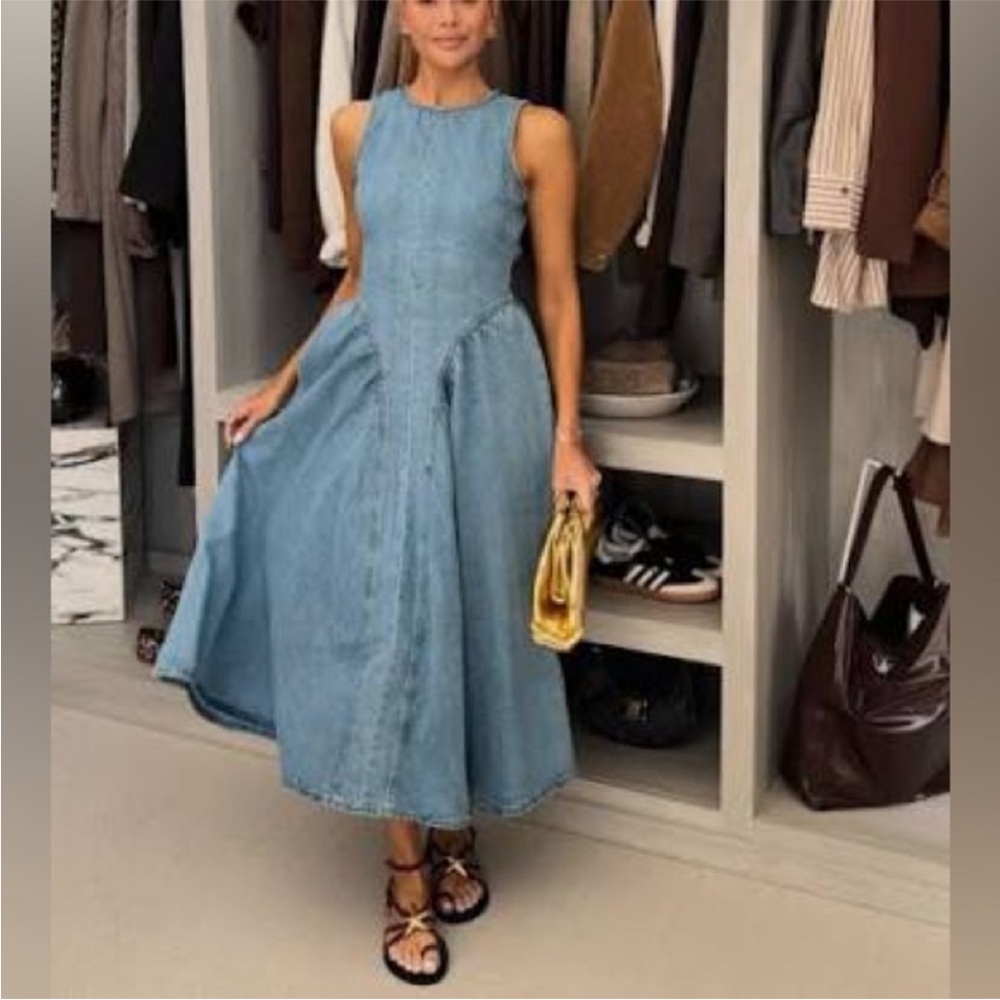 Nwt h&m open back denim dress